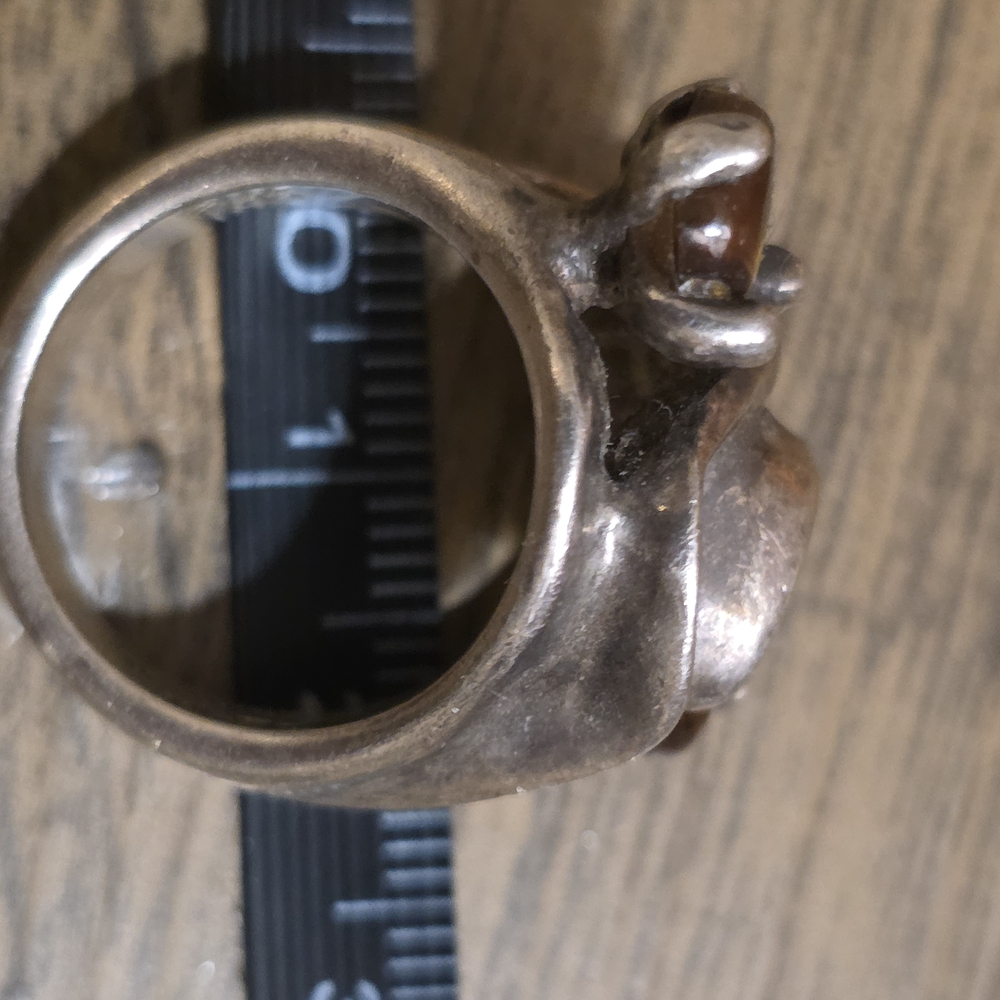 Stunning Vintage Avante Garde Sterling Silver Fire Agate Ring By Rancho Allegre - Picture 12 of 13